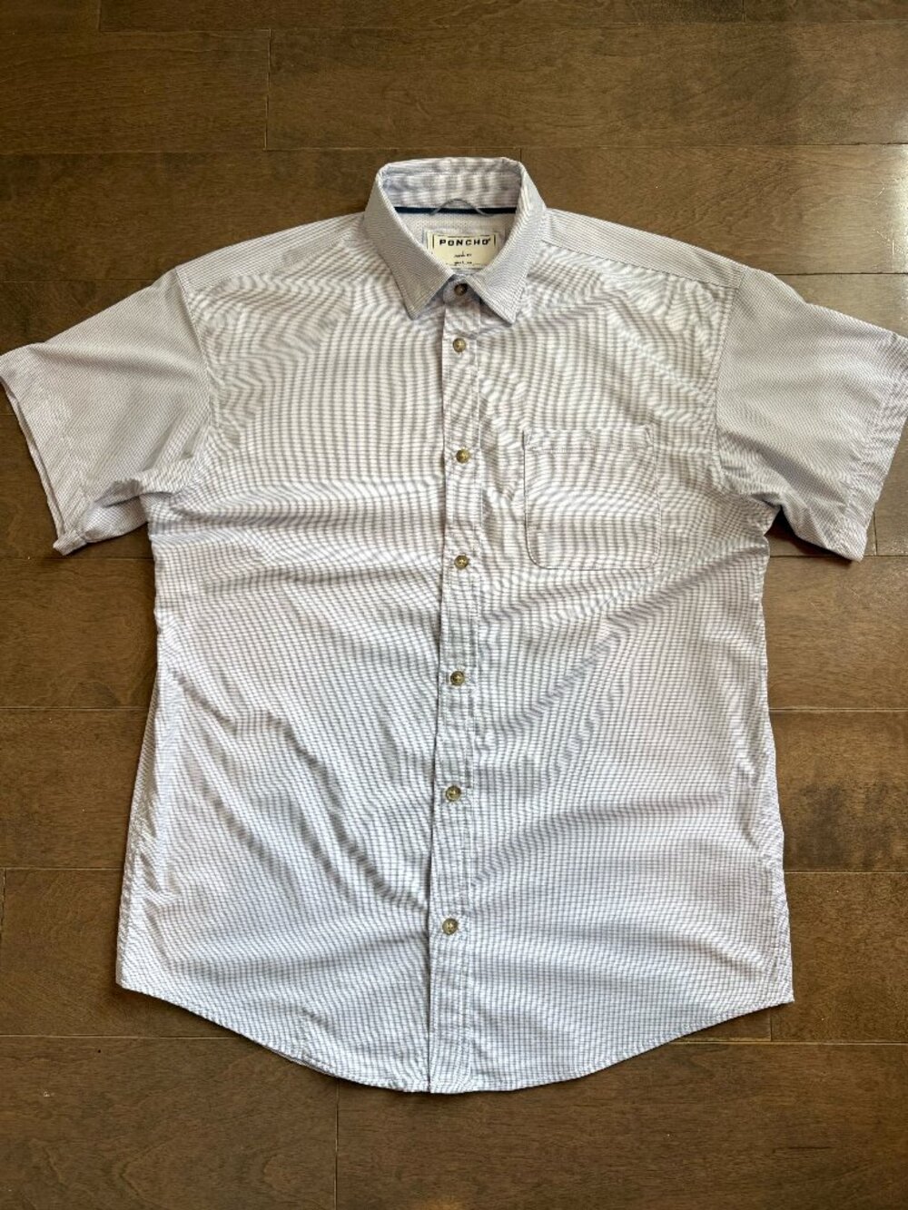 Poncho “The Copano” Blue/White Checkered Short-Sleeve Button-Down Shirt (S Reg)